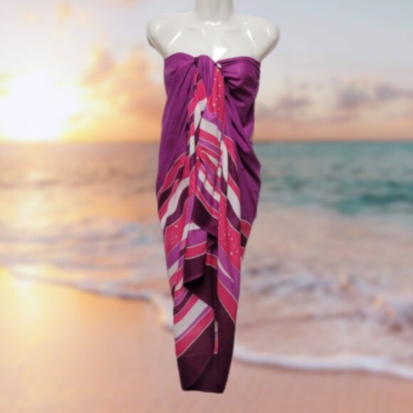 Cover Up Handpainted Cotton Batik Coverups Strapless Dress Wrapskirt Home Accent - Picture 3 of 6